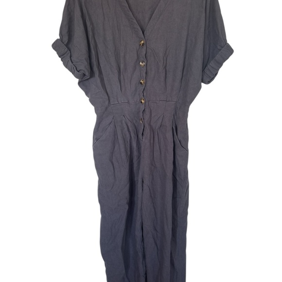 Baltic Born Pants - Baltic Born Heidi Jumpsuit in Dark Slate Linen Blend